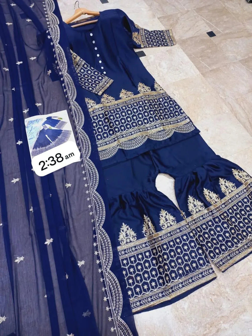Sequin Embroidered 3-Piece Shamoz Silk Wedding Set