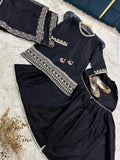 Black Sequins Embroidered 3Pcs Women Gharara Set