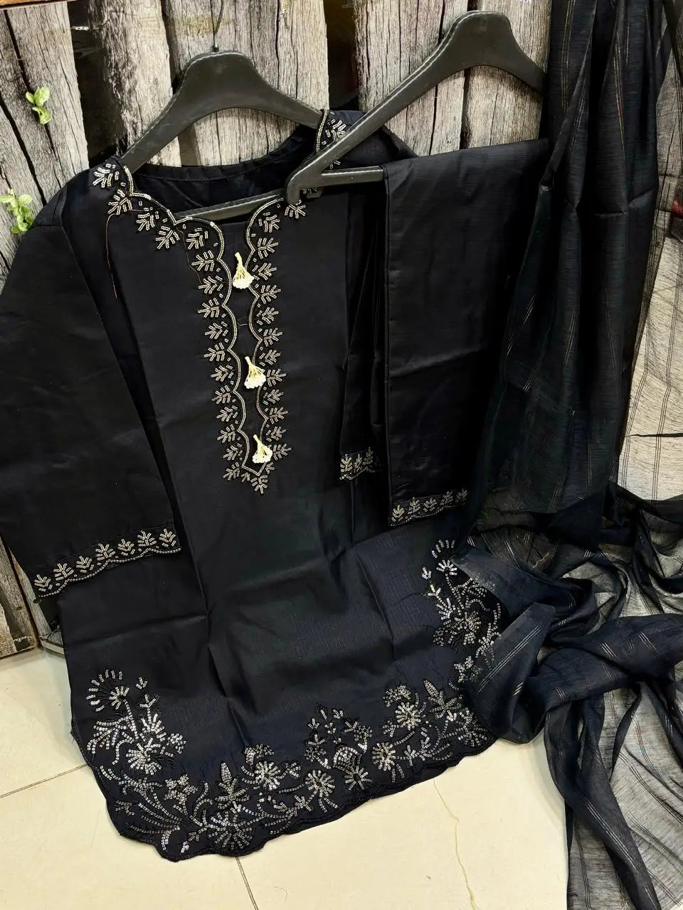 3 Pcs Women’s Stitched Cotton Embroidered Suit