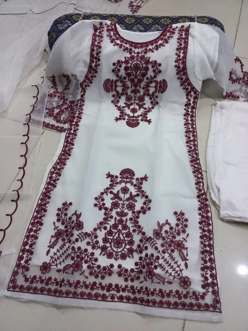 Women's Heavy Embroidered Organza 3 Piece Suit with Embroidered Dupatta – Luxury Party Wear Dress | Eid & Wedding Collection