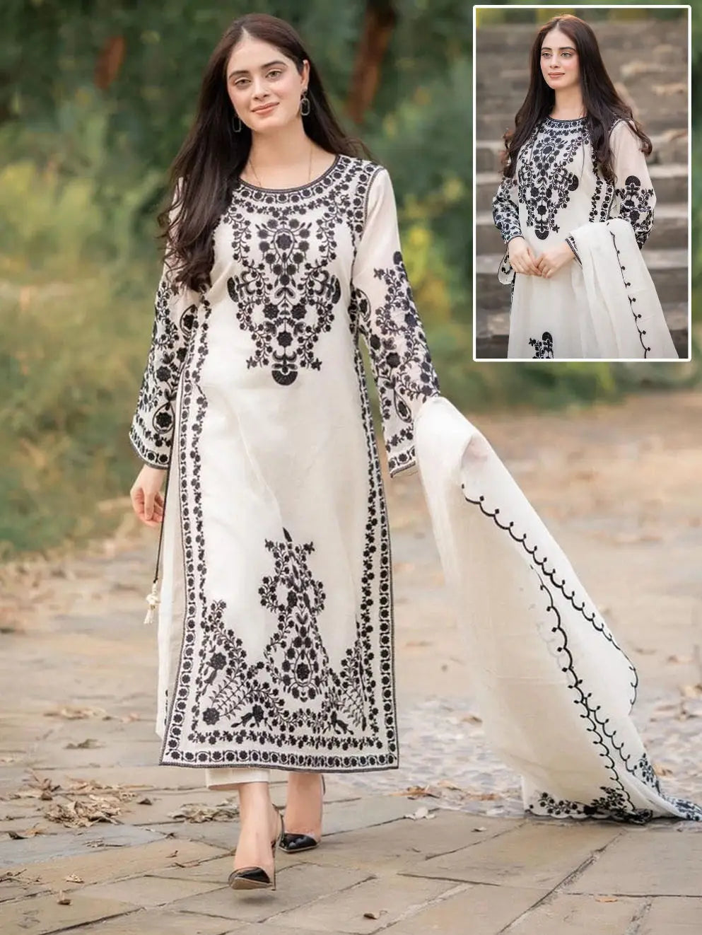 Women's Heavy Embroidered Organza 3 Piece Suit with Embroidered Dupatta – Luxury Party Wear Dress | Eid & Wedding Collection