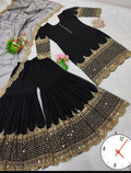 Black Mehndi Suit with Gold Sequins for Weddings