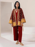 Maroon Embroidered 3-Piece Cotton Suit